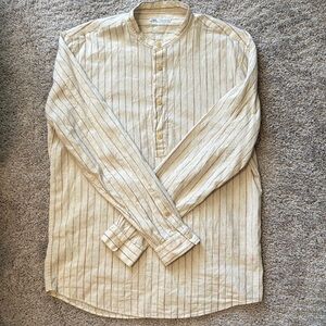 Zara Men's Beige Striped Shirt